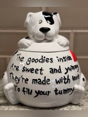 GANZ Dalmatian Puppy Cookie Jar Ceramic Dog Kitchen Decor Canister Treat Cottage